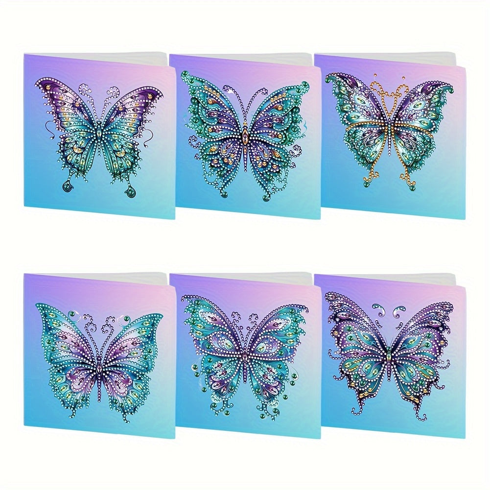 Butterfly Diamond Painting Greeting Card Kit Six Pcs DIY
