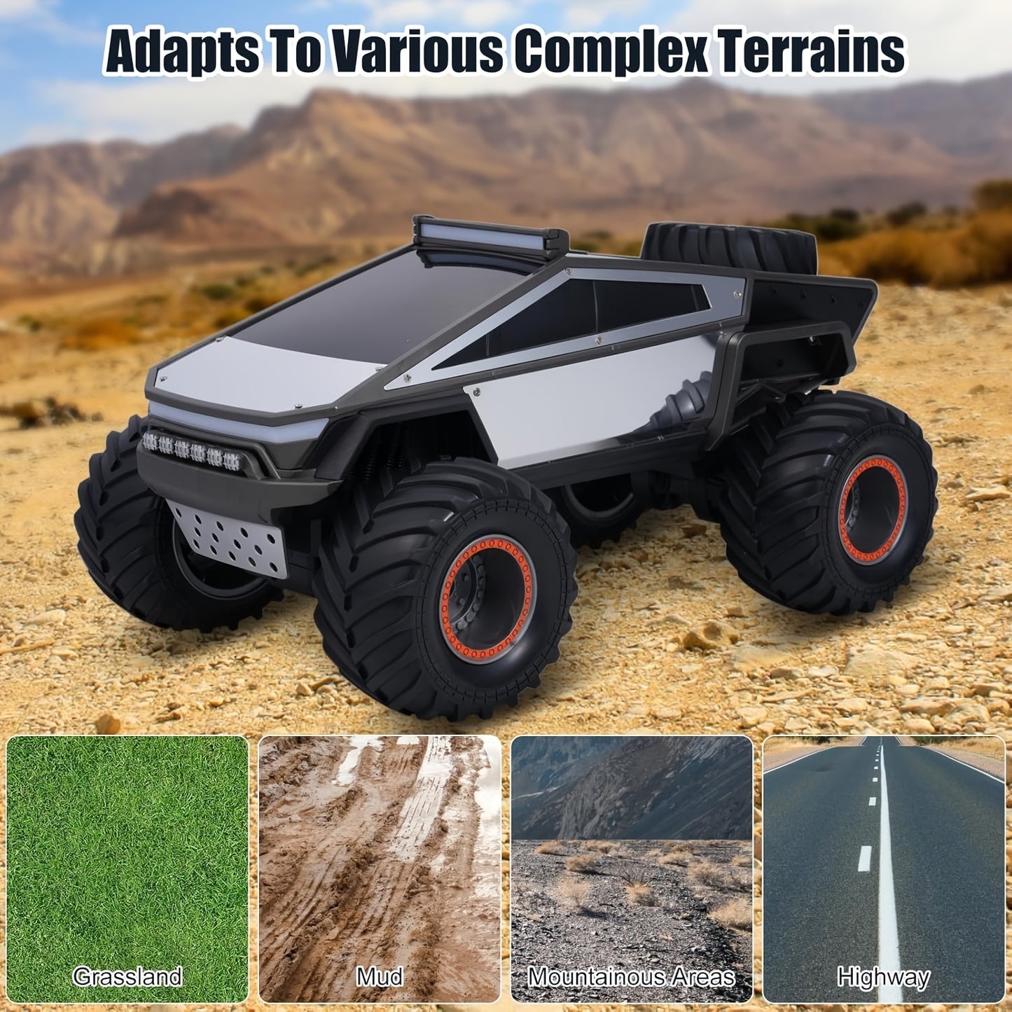 2.4GHz 4WD All Terrain RC Monster Truck with LED Lights