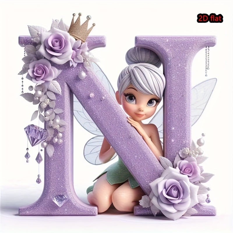 Round Diamond Art Kit with A-Z Letters and Elves Wall Decor