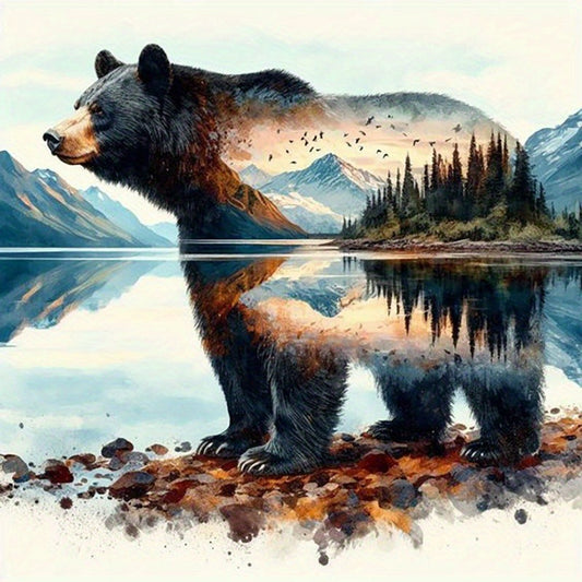 DIY 5D Round Diamond Painting Kit Majestic Bear Landscape