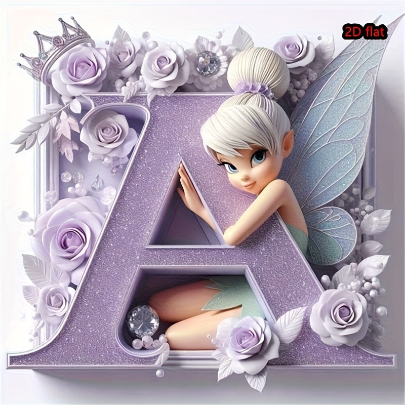 Round Diamond Art Kit with A-Z Letters and Elves Wall Decor