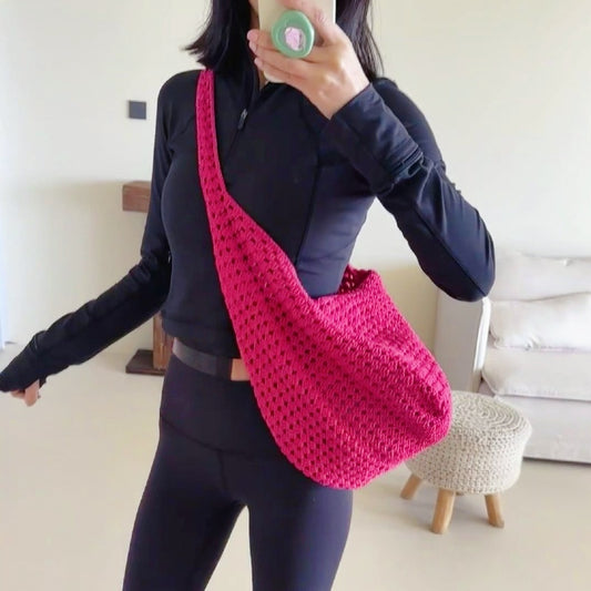Big Hot Pink Crochet Tote Bag Diy Craft Kit Oversized Gym