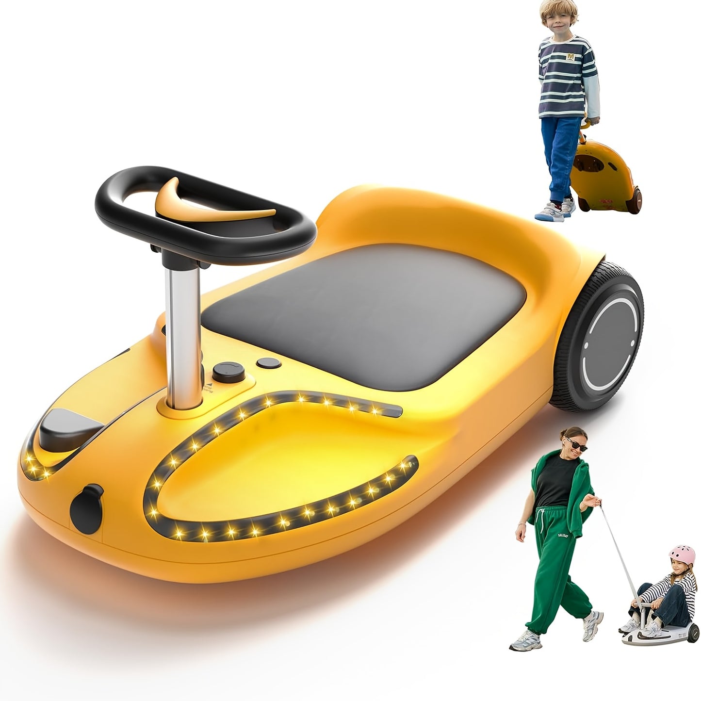 Electric Wiggle Car Ride On Toy for Kids, 4-in-1 Modes