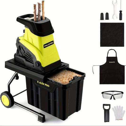 Electric Wood Chipper Shredder With 15-Amp Motor And Bin