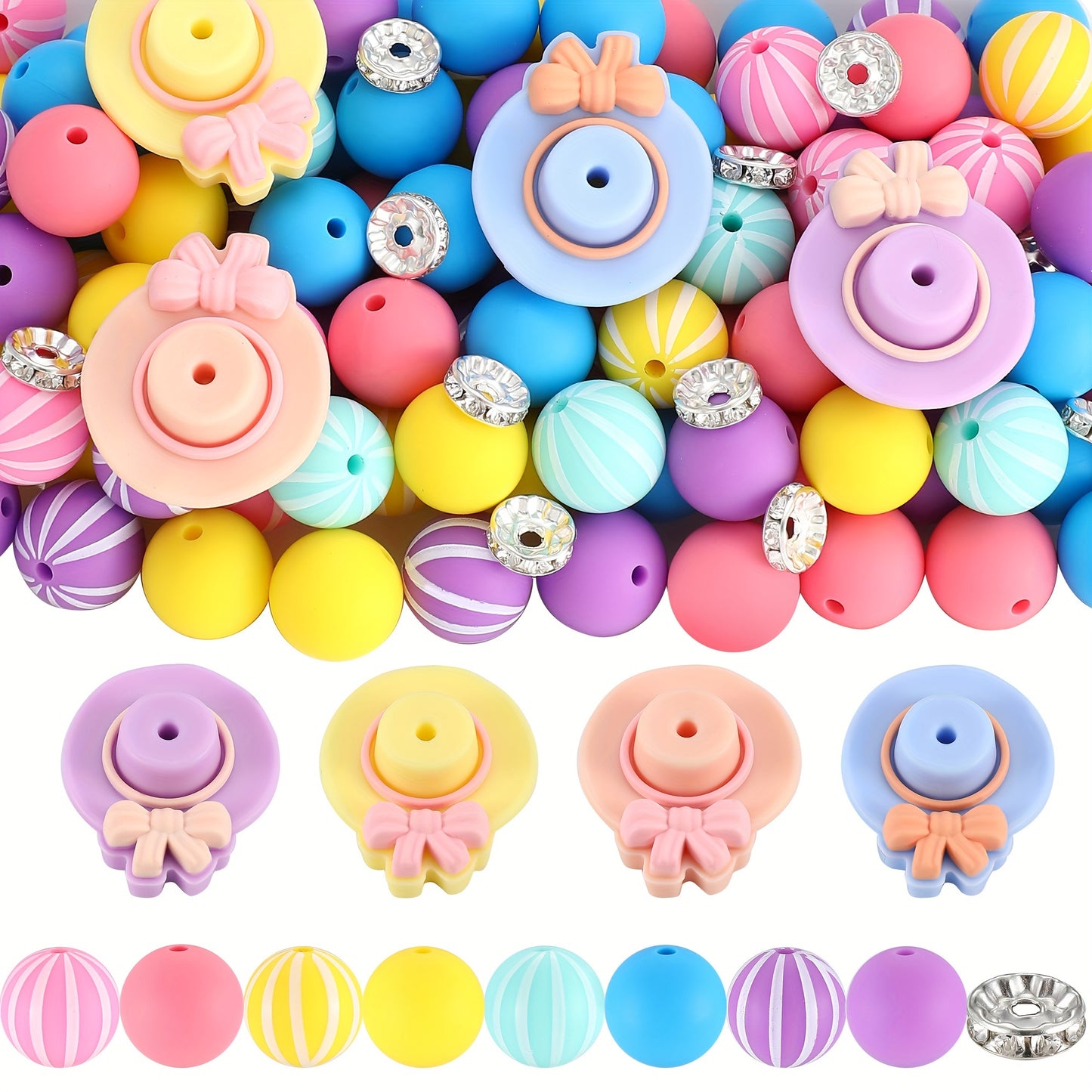 Silicone Beads 15mm 98Pcs Rondelle Spacer For DIY Jewelry