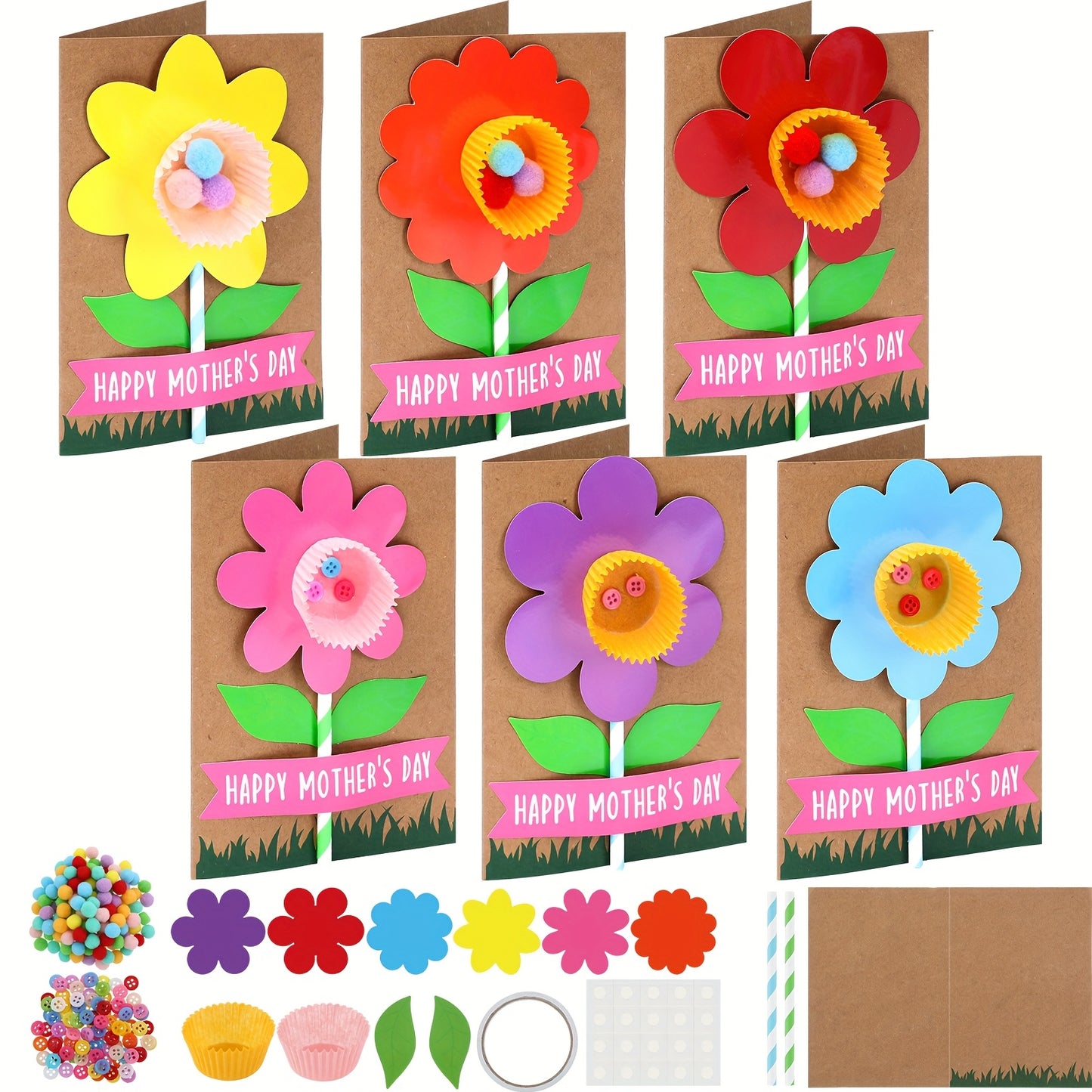 Mothers Day Flower Card Making Kit for DIY Cards Gift Idea