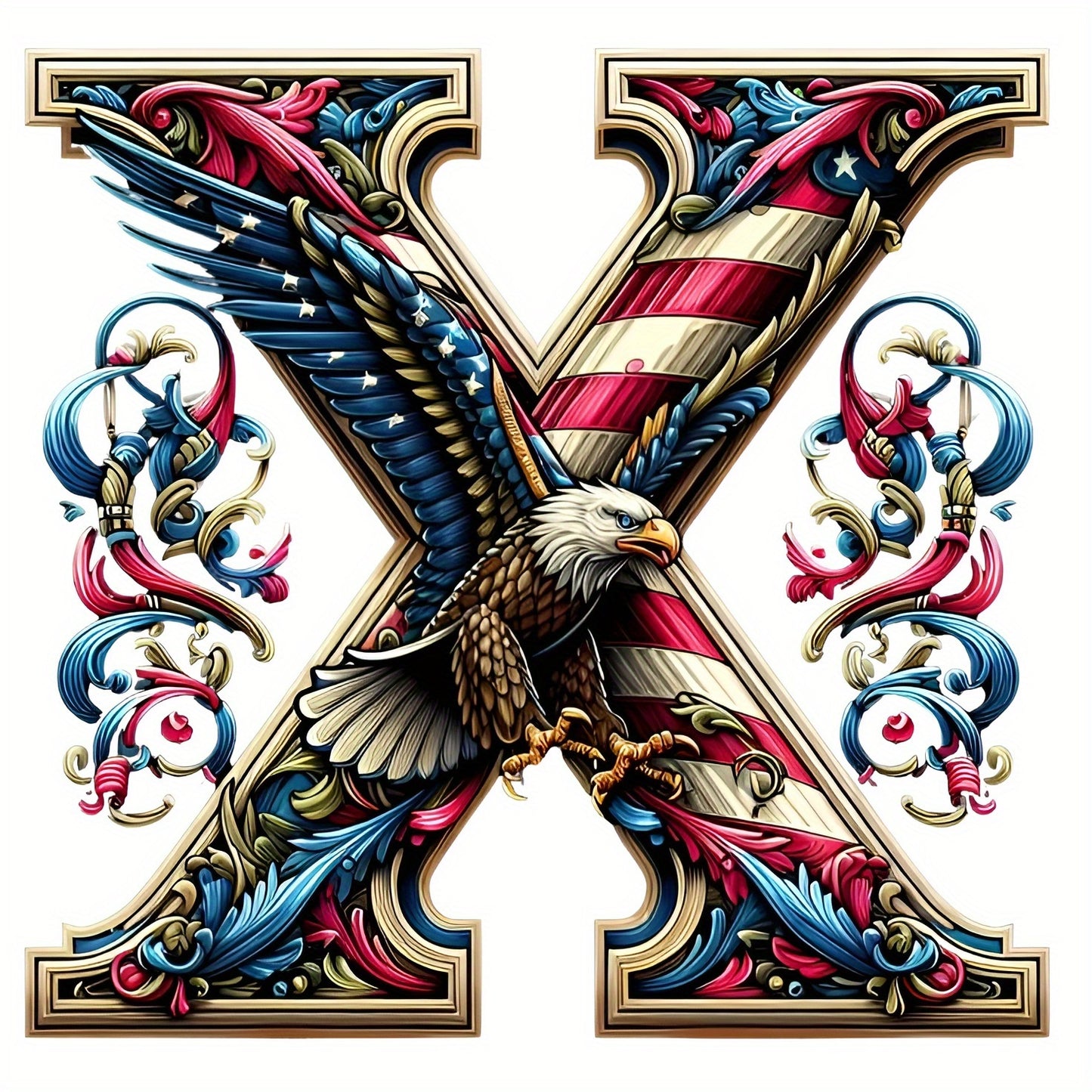 DIY Diamond Art Eagle Flag Alphabet 5D Kit 25 Letters AZ