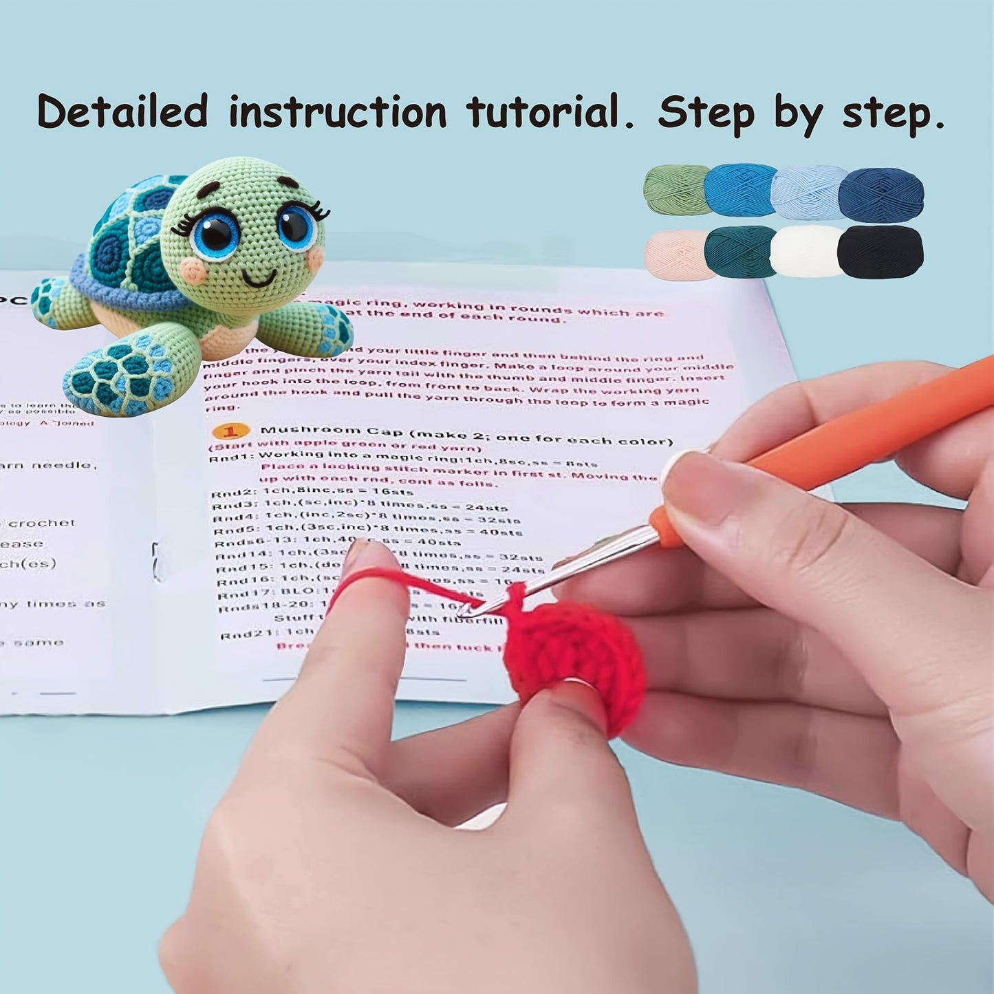Big-Eyed Turtle Beginner Crochet Kit With Tutorial
