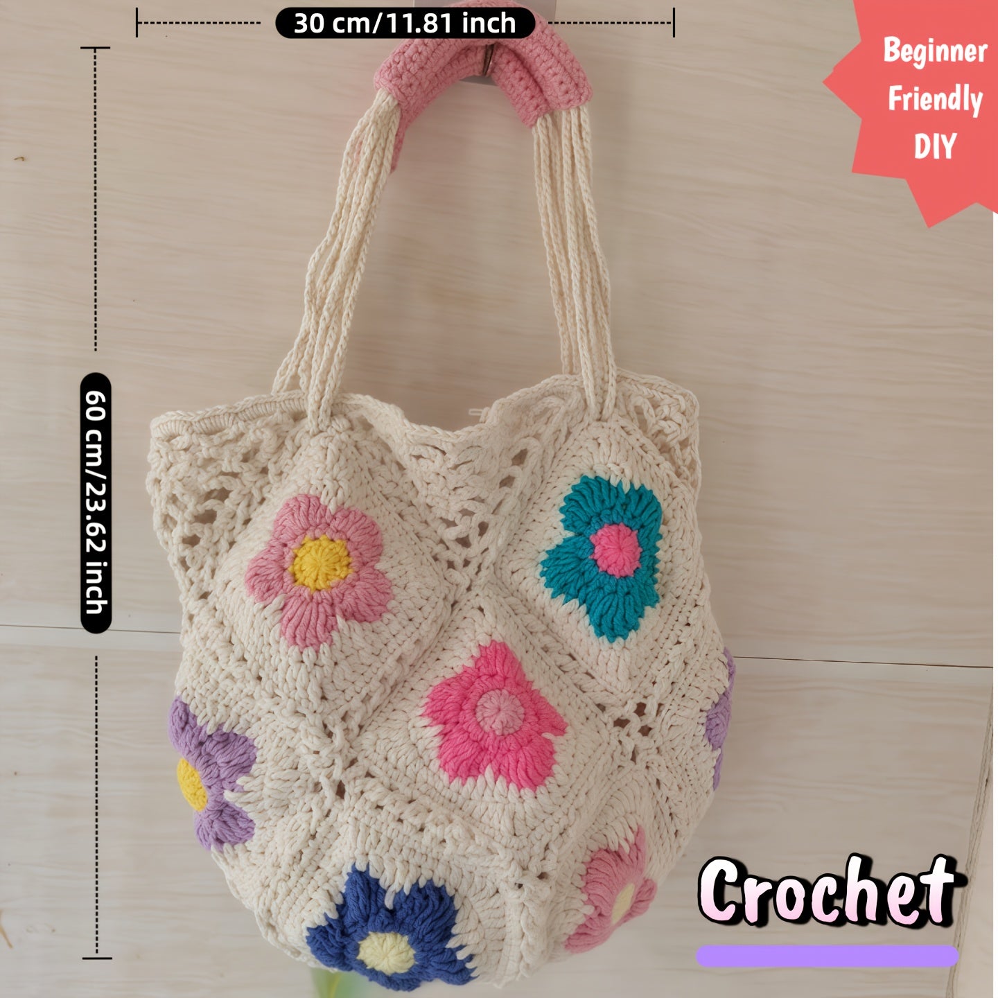 Floral Crochet Bag Kit For Beginners With Premium Yarn
