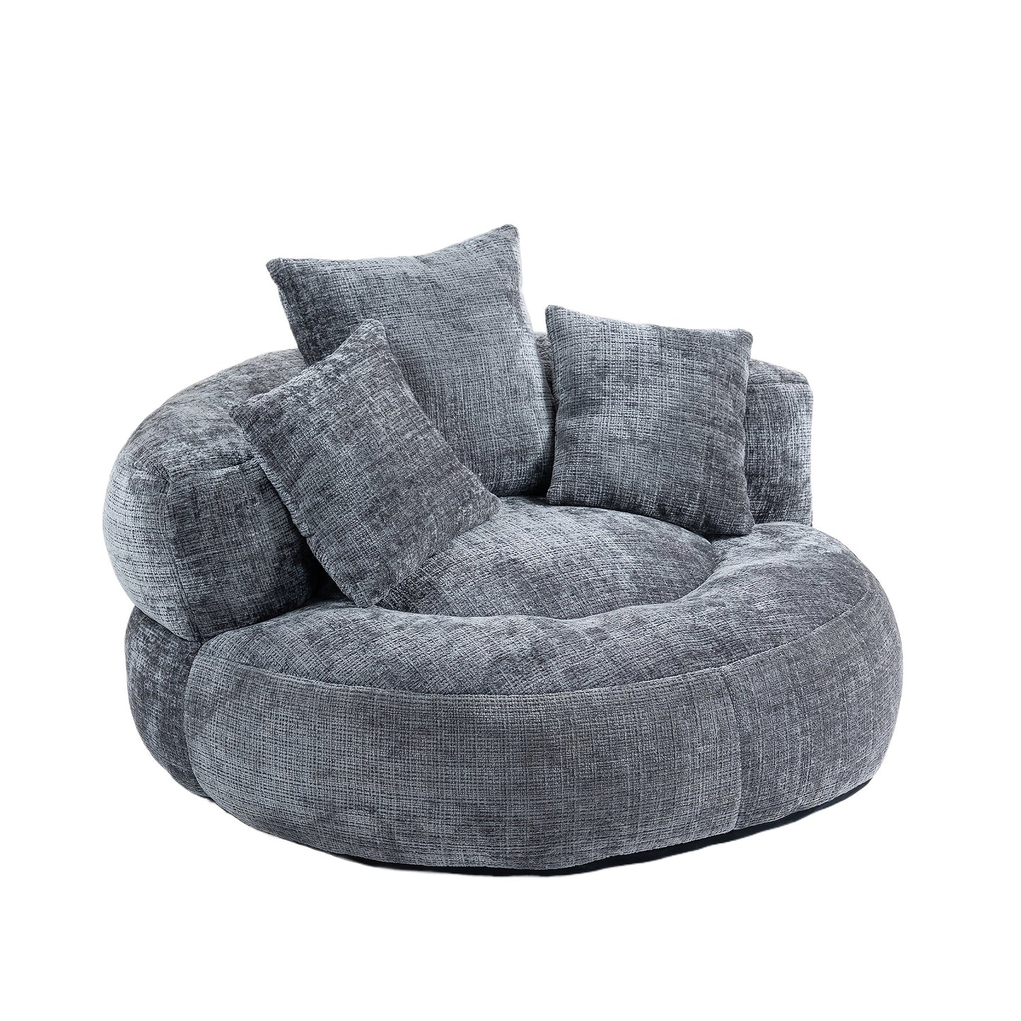 Plush Dark Blue Bean Bag Chair With Integrated Pillows