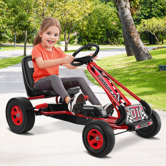COSTWAY Kids Pedal Go Kart For 3-8 Years, Adjustable Seat