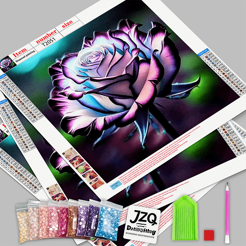 Dreamy 5D Diamond Art: Blue Purple Rose Wall Decor