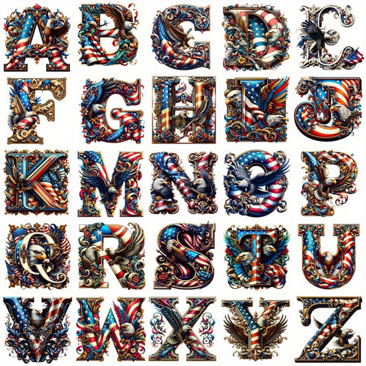 DIY Diamond Art Eagle Flag Alphabet 5D Kit 25 Letters AZ