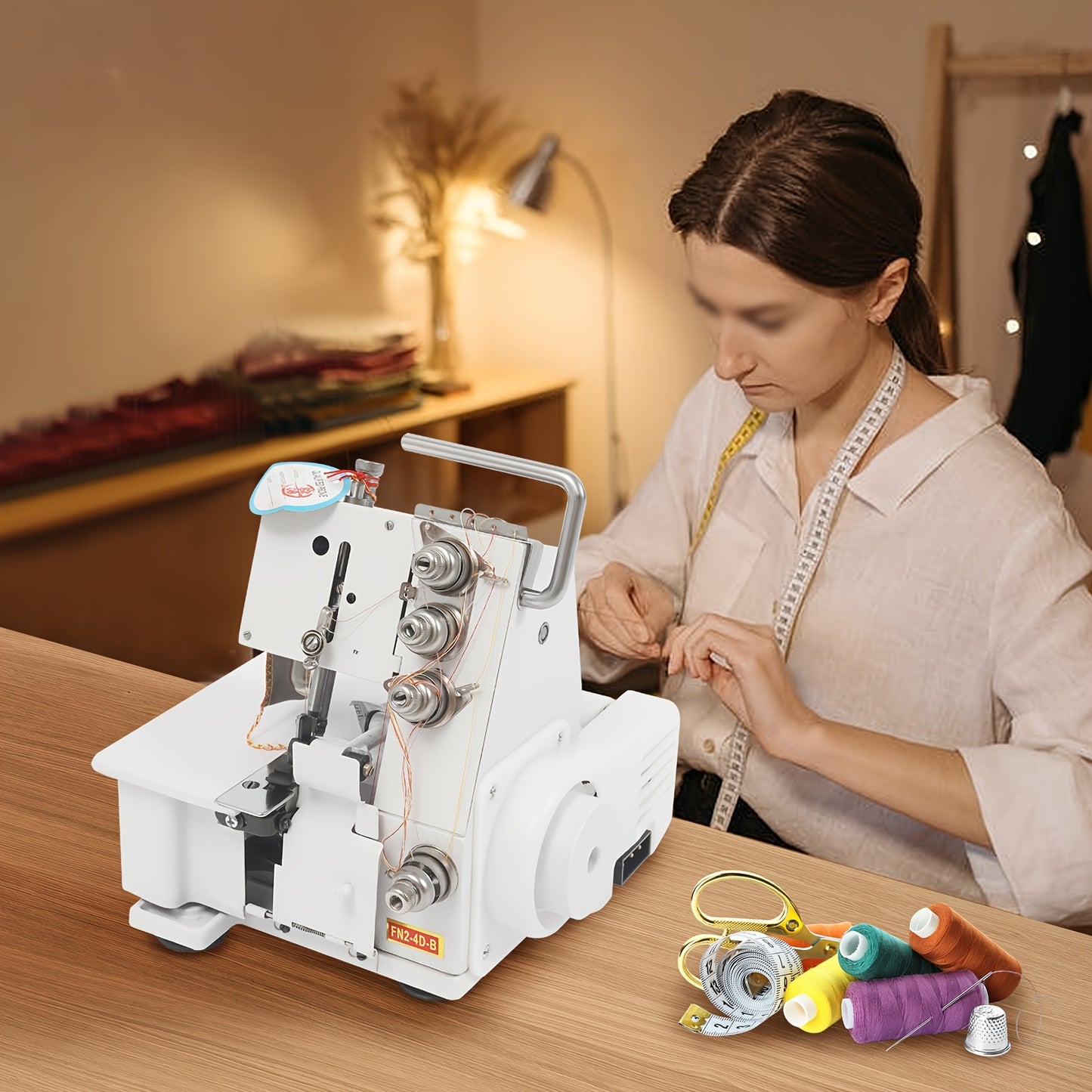 White 100W Electric Sewing Machine With Foot Controller