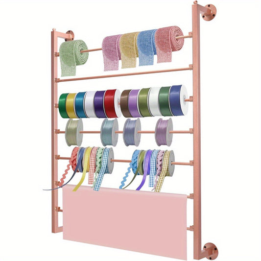 Rose Golden 7-Layer Wall Mounted Ribbon Organizer For Crafts