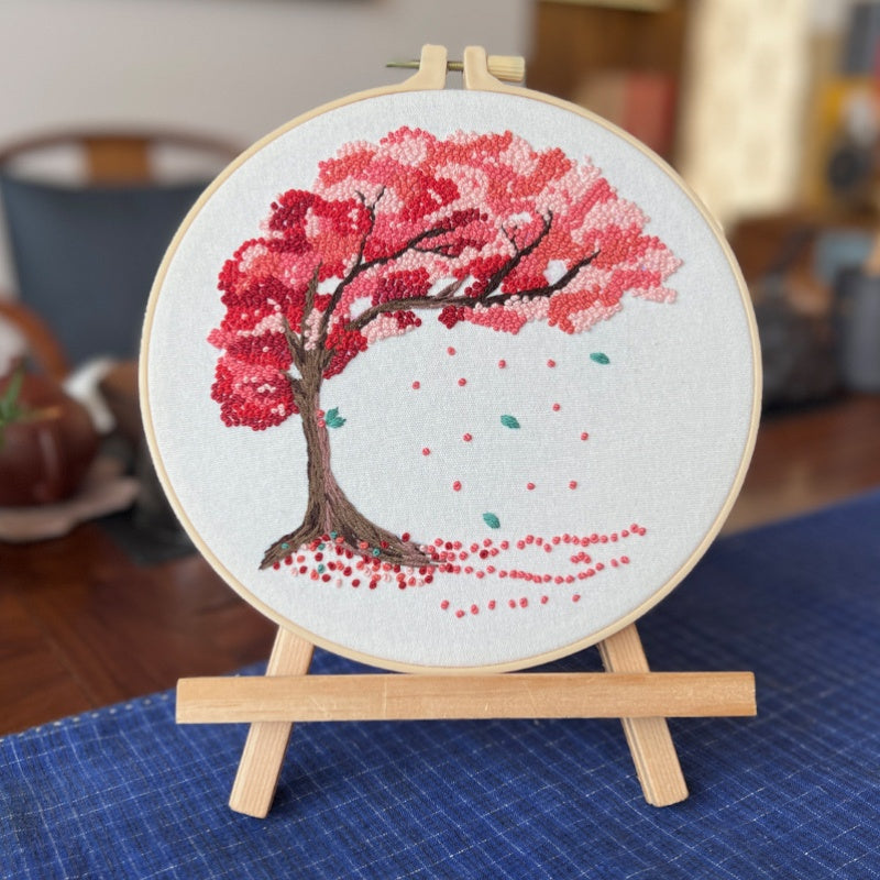 All Season Tree Cross Stitch Kit With Pre Printed Fabric