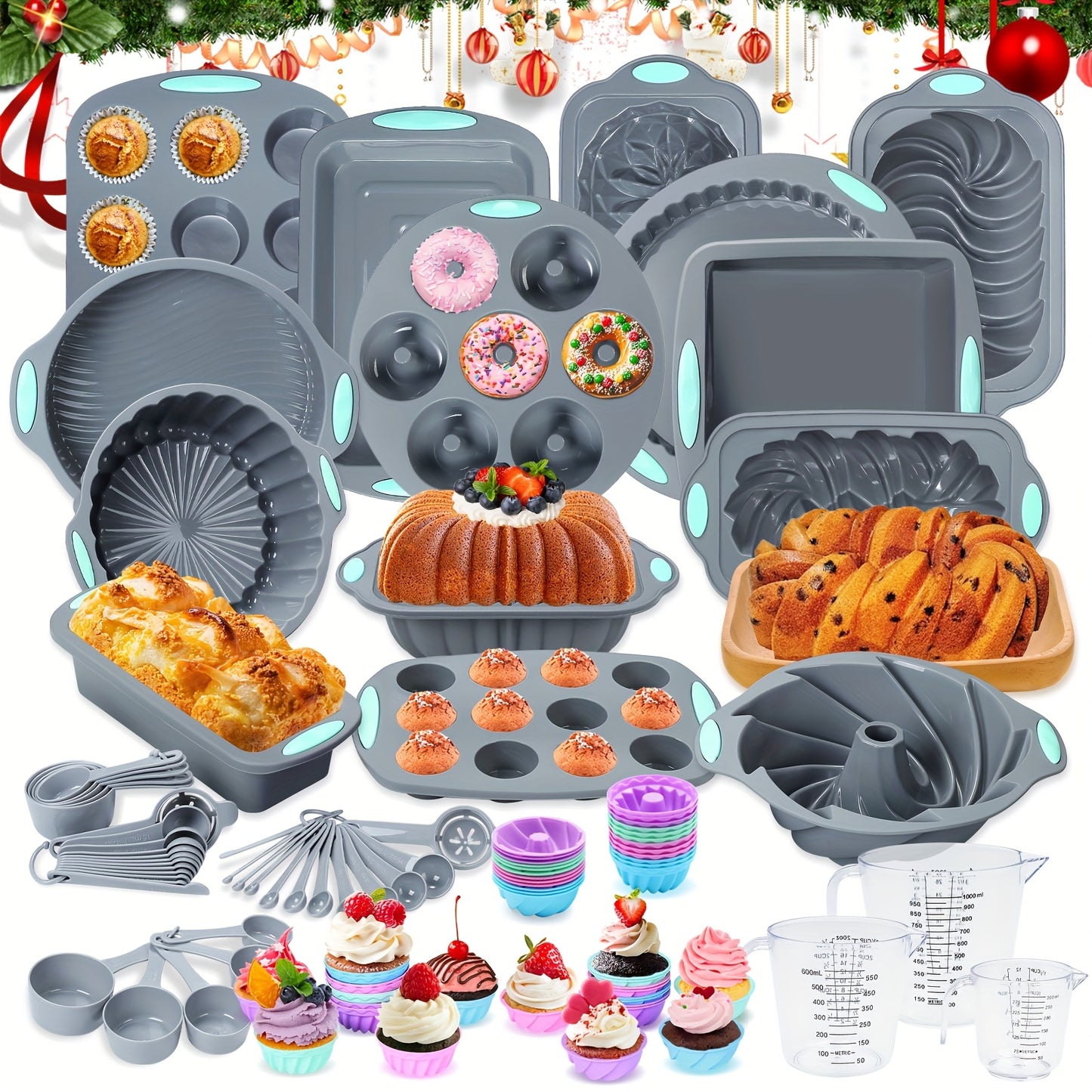 Silicone Bakeware Set 45 54 99 Pcs Nonstick Pans Grey