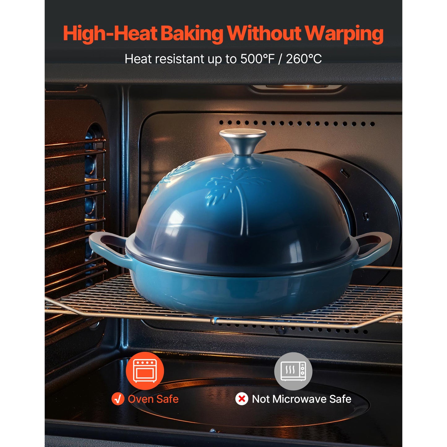 VEVOR Enameled Cast Iron Dutch Oven 5 Qt Dual Handles Lid