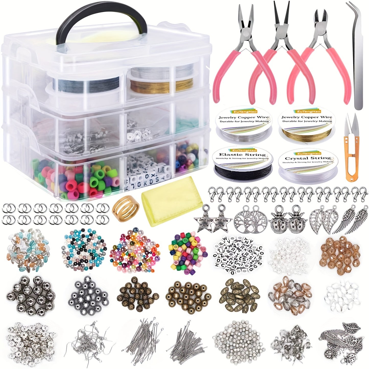 1171 Pcs DIY Jewelry Kit With Beads Charms And Tools