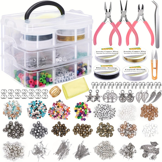 1171 Pcs DIY Jewelry Kit With Beads Charms And Tools