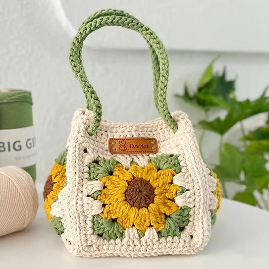 Vintage Crochet Tote Kit Sunflower Granny Square Beginners