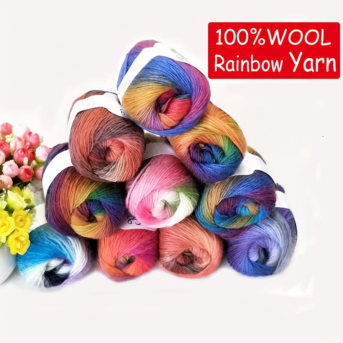 6 Pack 100 Percent Wool Yarn Gradient Green Pink For Shawls