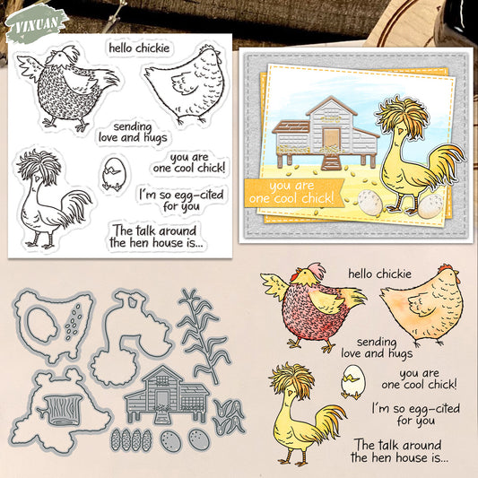 Charming Chicken Eggs Scrapbooking Kit With Stamps And Dies