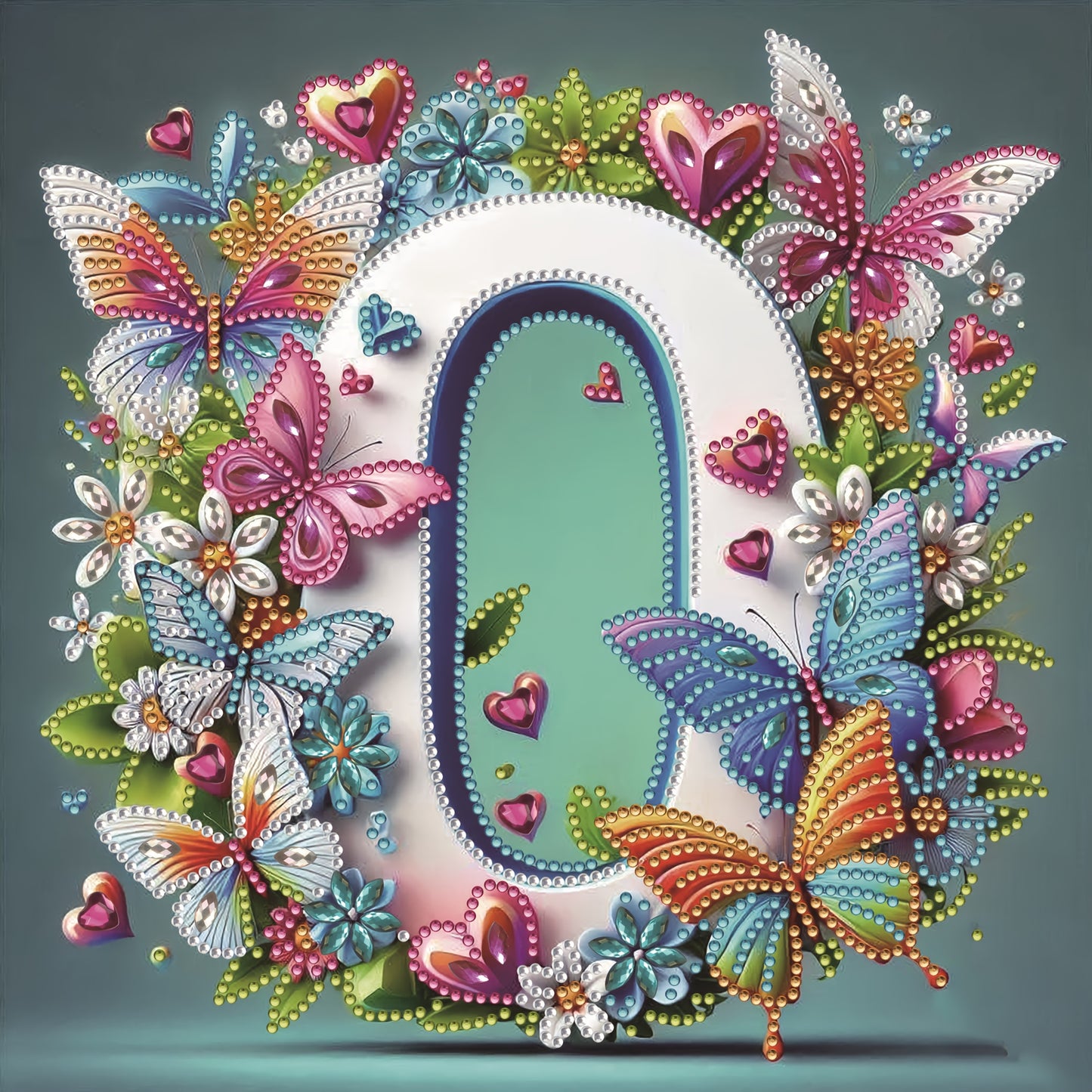 DIY Alphabet Diamond Painting Kit with Butterfly Designs