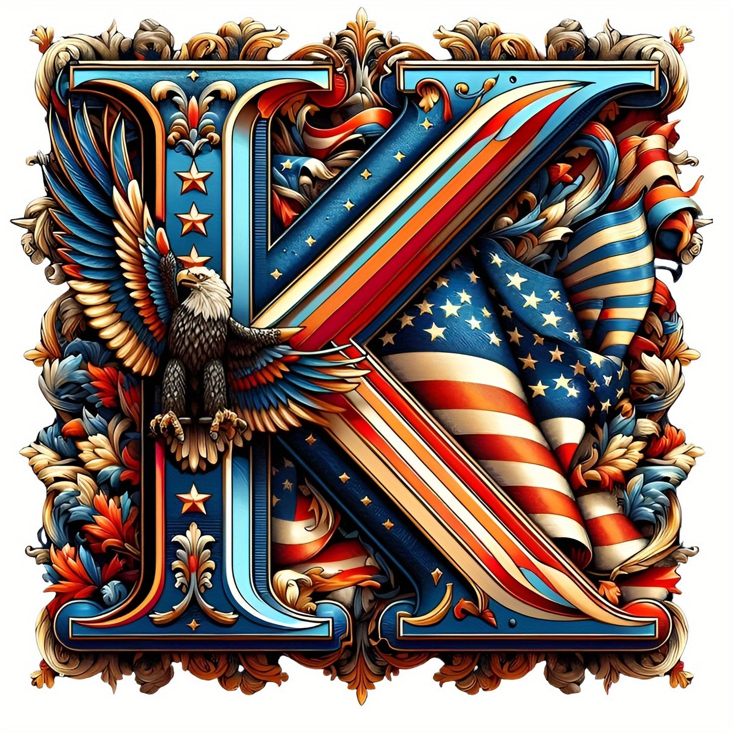 DIY Diamond Art Eagle Flag Alphabet 5D Kit 25 Letters AZ