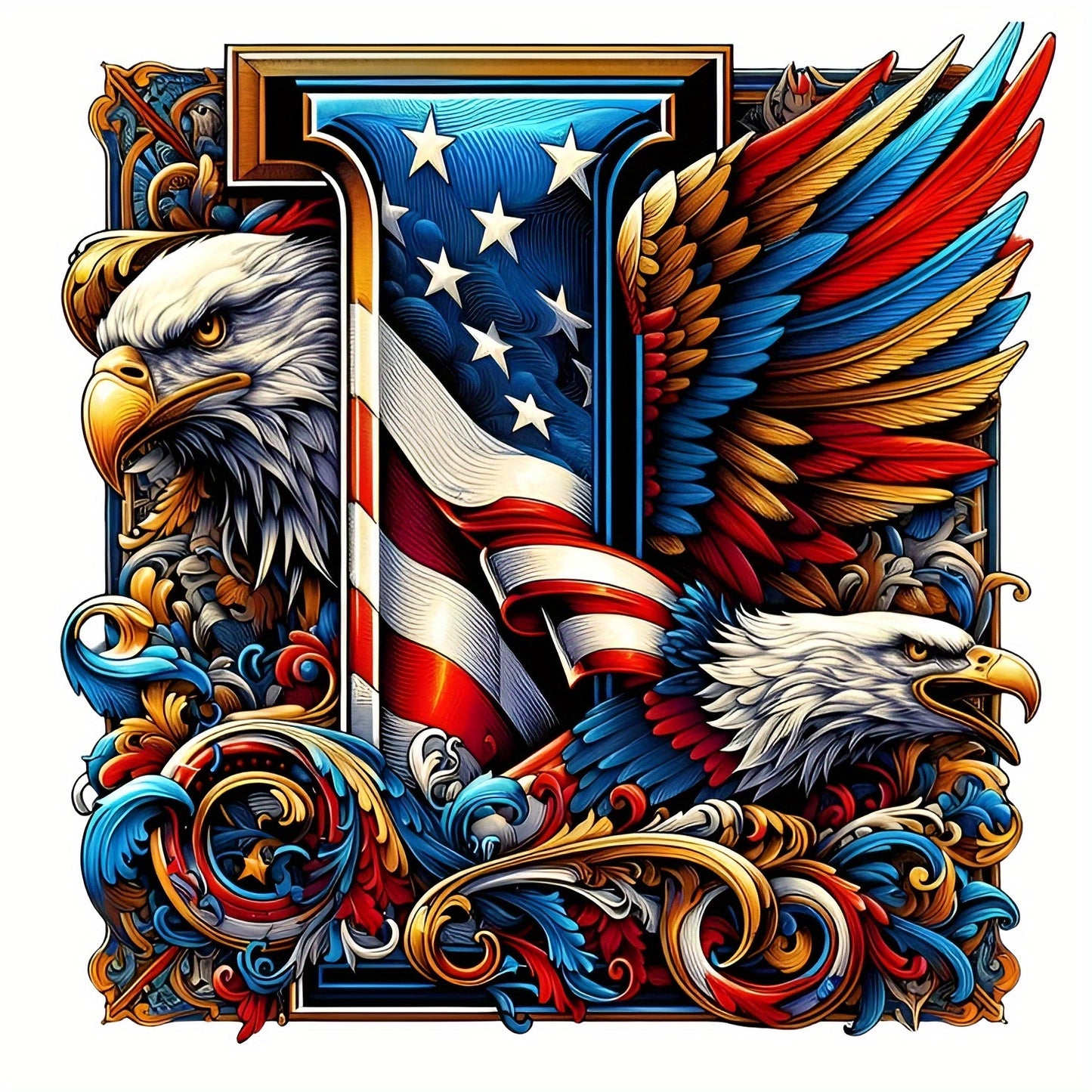 DIY Diamond Art Eagle Flag Alphabet 5D Kit 25 Letters AZ