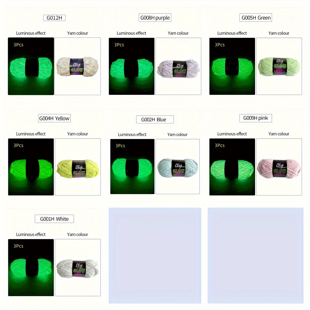 Glow In The Dark Chenille Yarn Set Neon Colors For Crafts