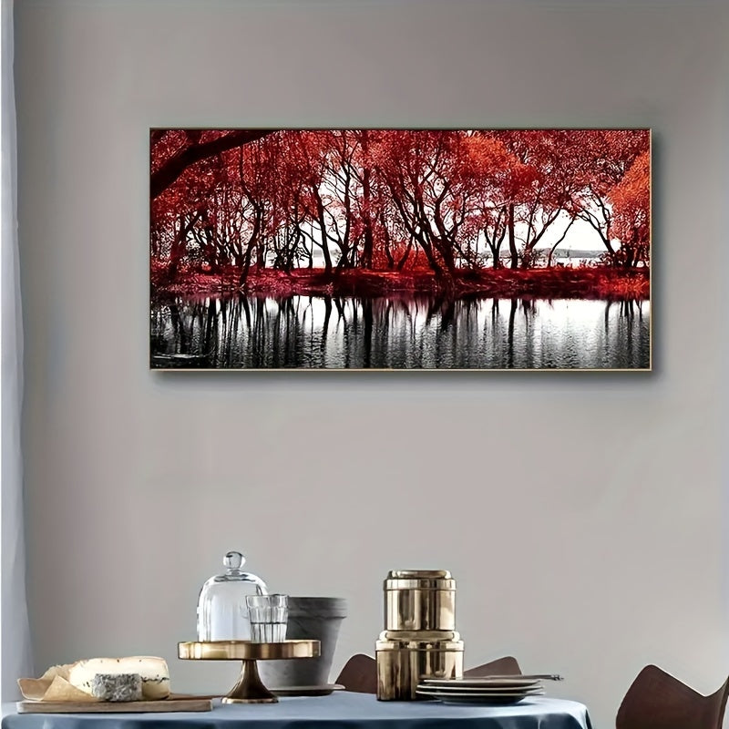 Autumn Lakeside Forest 5D Diamond Painting Kit Round Drill