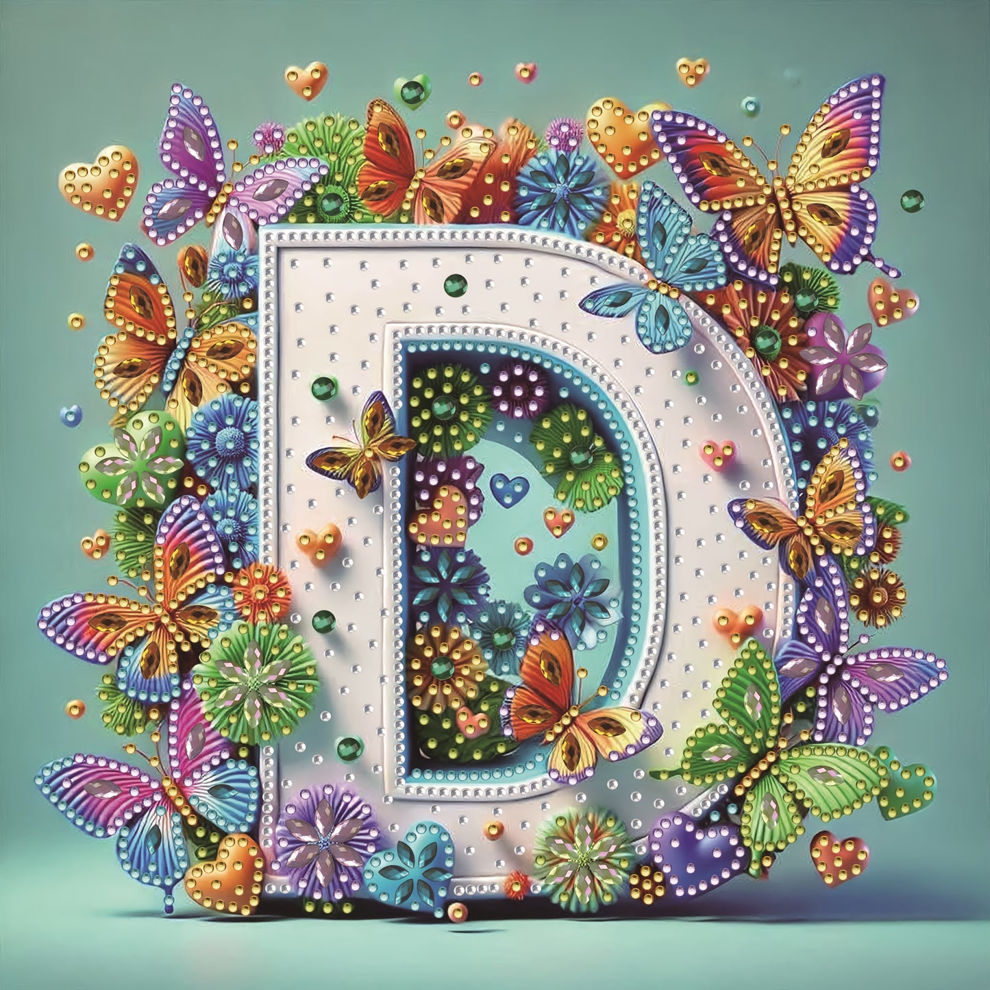 DIY Alphabet Diamond Painting Kit with Butterfly Designs