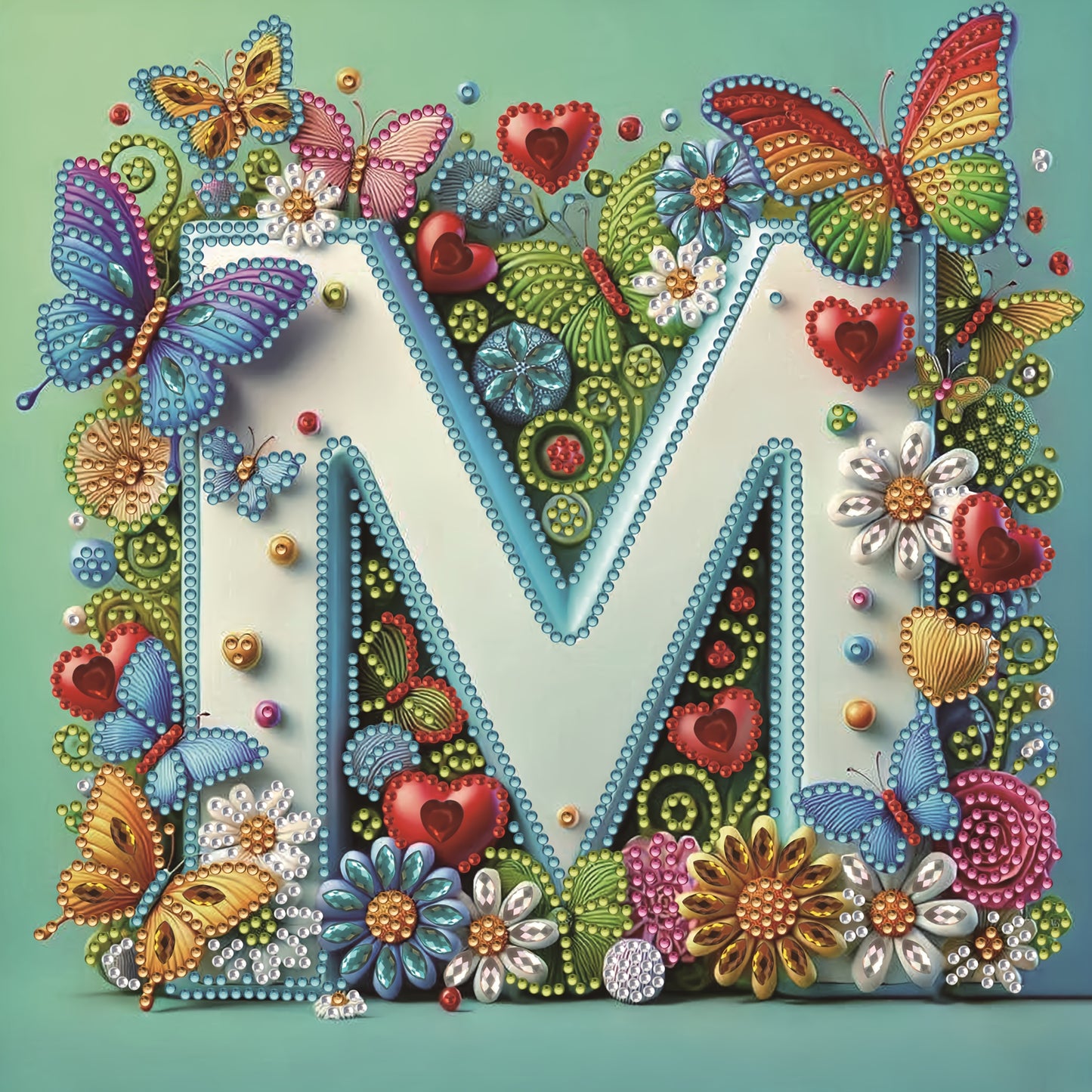 DIY Alphabet Diamond Painting Kit with Butterfly Designs