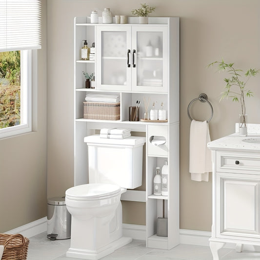 Farmhouse Over Toilet Storage Cabinet With Acrylic Doors