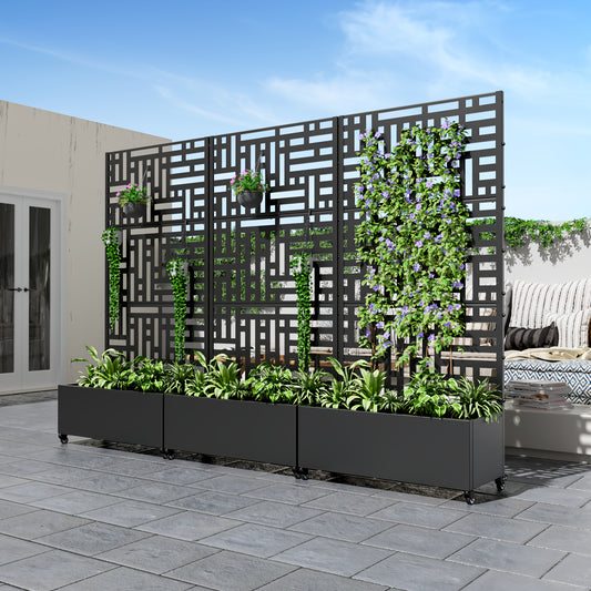 Wrought Iron Black Arch Planter Box With Climbing Rack