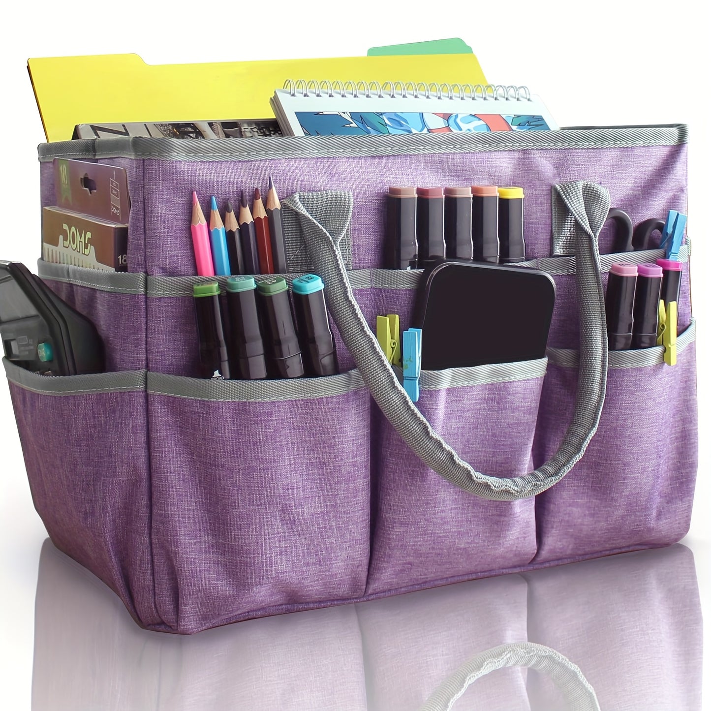 Oxford Fabric Art Organizer Tote Bag With Pockets For Artists