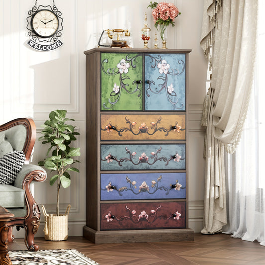 Vintage Bohemian 50-Inch Chest of Drawers with 4 Drawers
