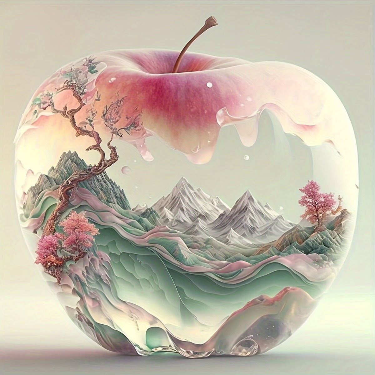 5D Diamond Painting Set Round Drill Apple Floral Landscape