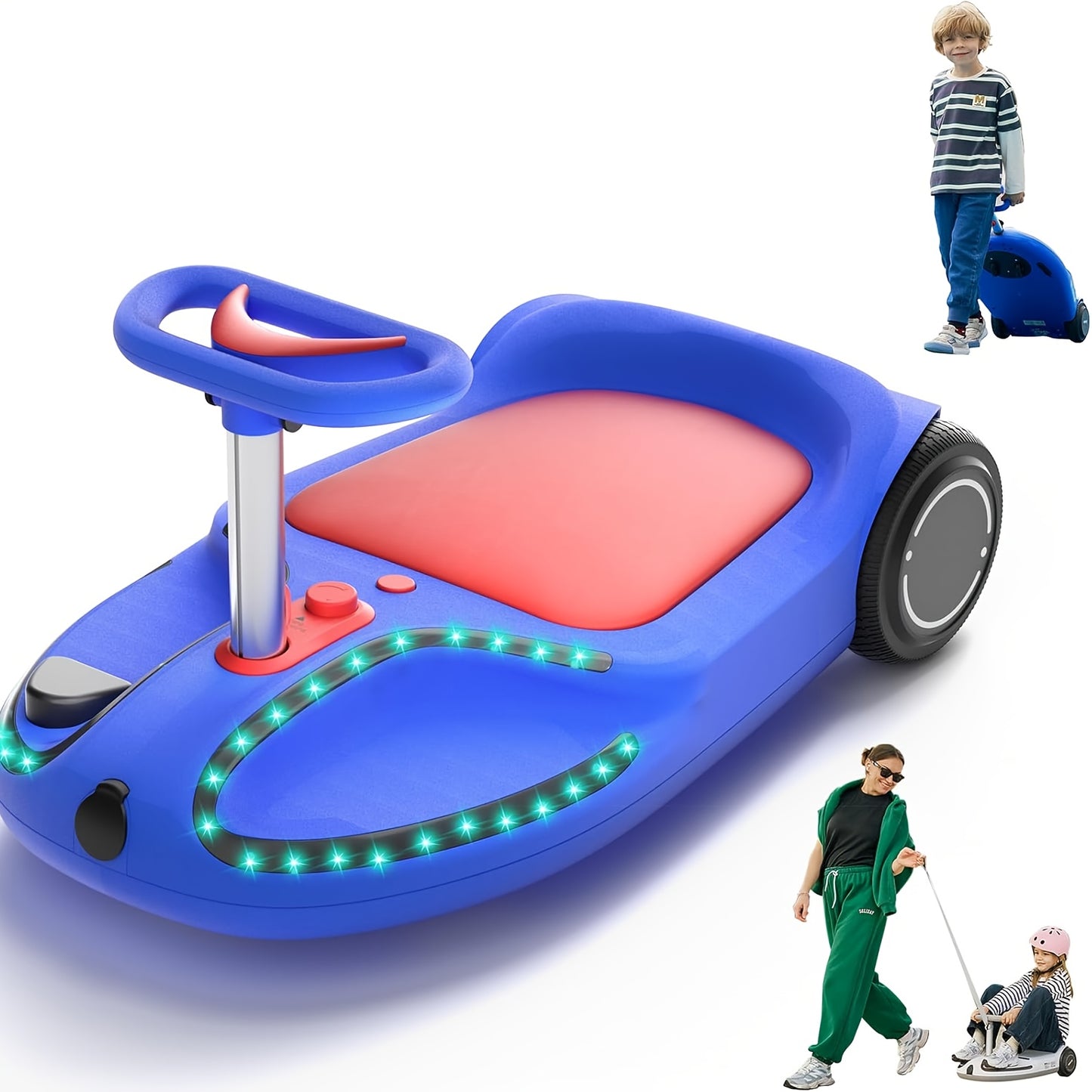 Electric Wiggle Car Ride On Toy for Kids, 4-in-1 Modes