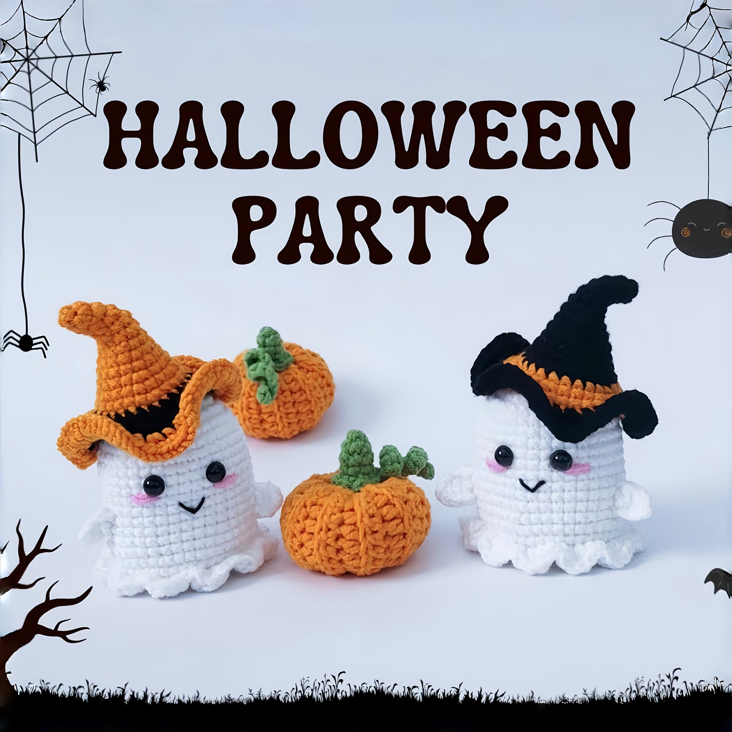 Halloween Ghost And Pumpkin Beginner Crochet Kit With Video