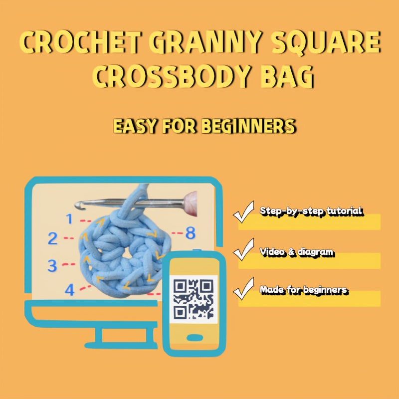 Crochet Granny Square Crossbody Bag Kit For Beginners