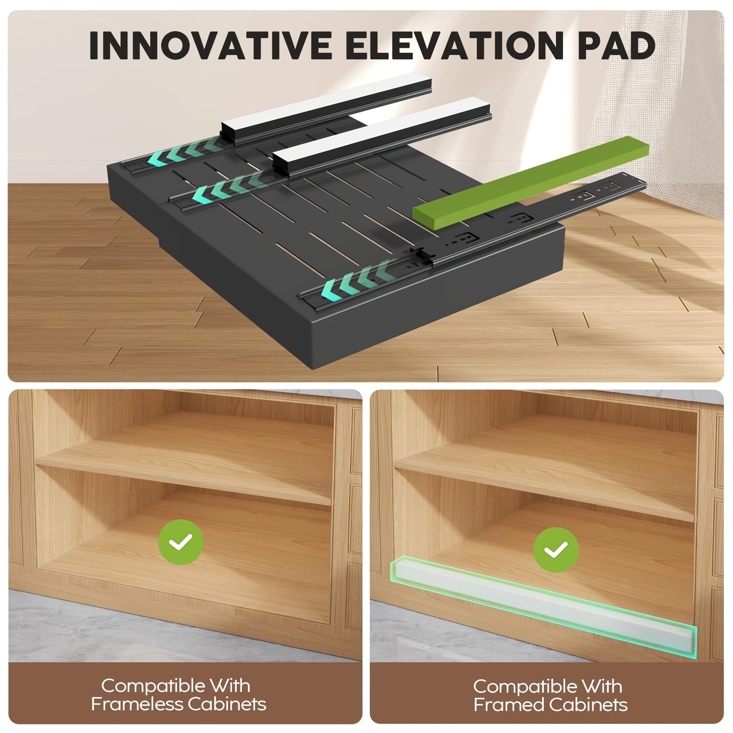 4-Drawer Heavy Duty Slide Out Cabinet Organizer 12.6-20.6