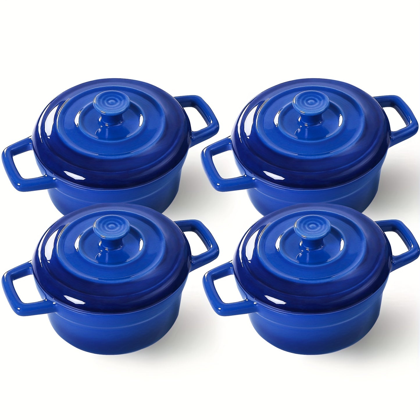 Mini Cocotte 12oz Ceramic Casserole Set Of 4 Red Oven Safe