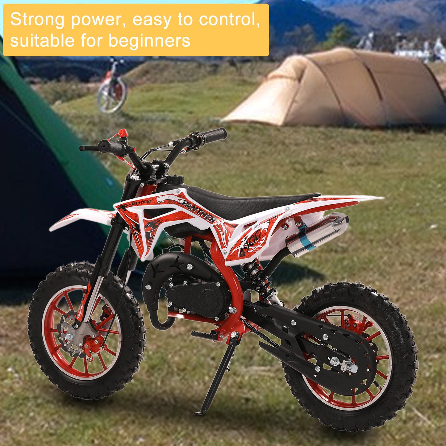 Gas-Powered Red 49cc 2-Stroke Kids Mini Motocross Bike