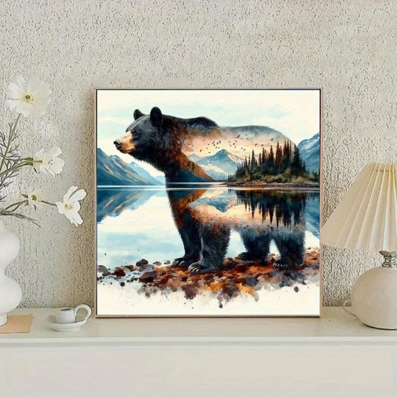 DIY 5D Round Diamond Painting Kit Majestic Bear Landscape