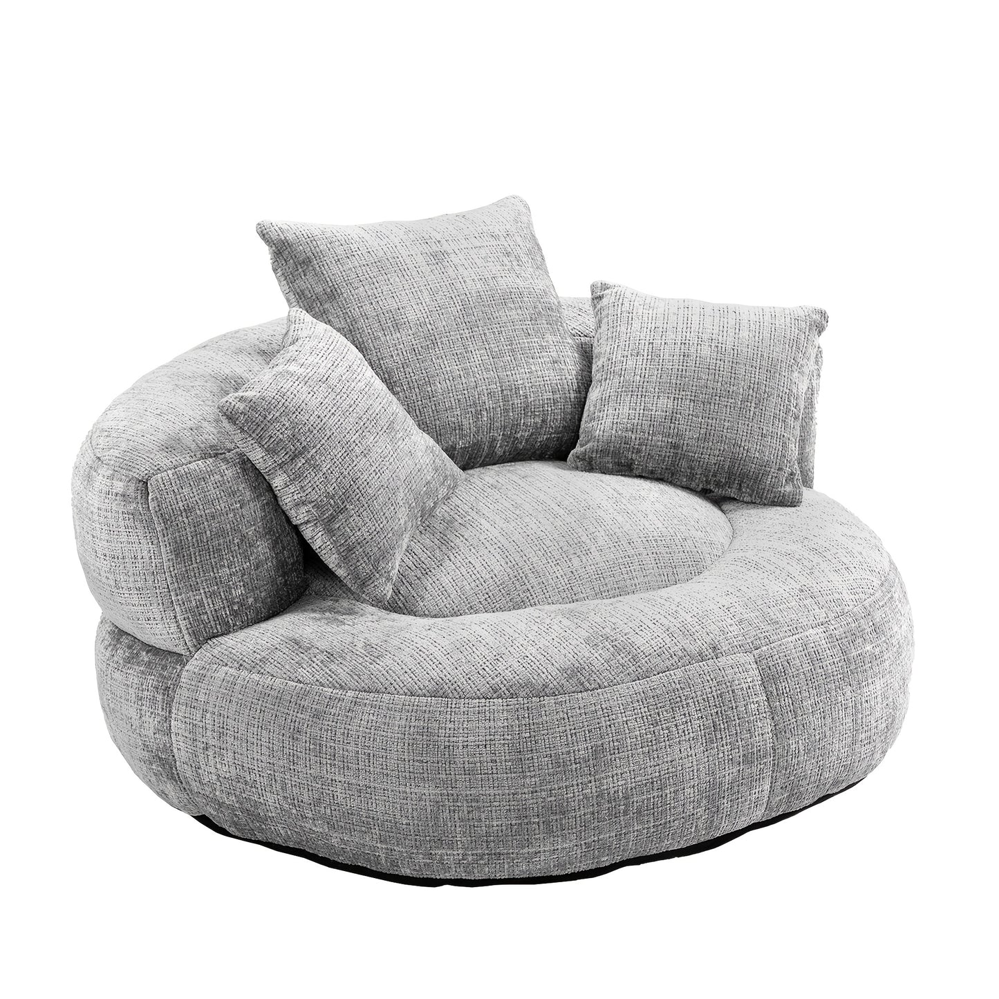 Plush Dark Blue Bean Bag Chair With Integrated Pillows