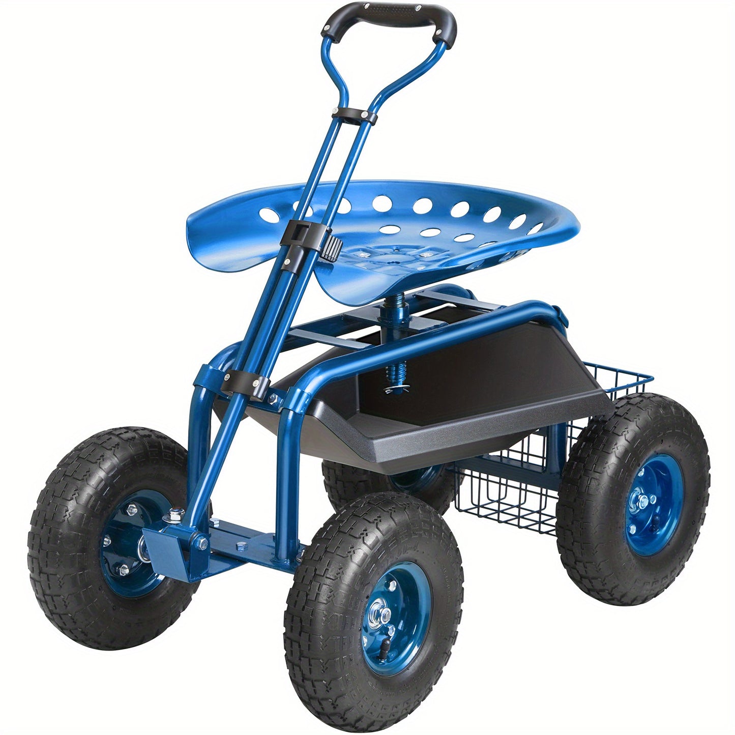 Heavy Duty Adjustable Garden Seat With Wheels Metal Frame