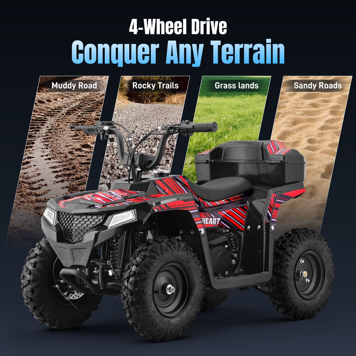 40CC 4-Stroke Kids Off-Road Quad Bike With Knobby Tires