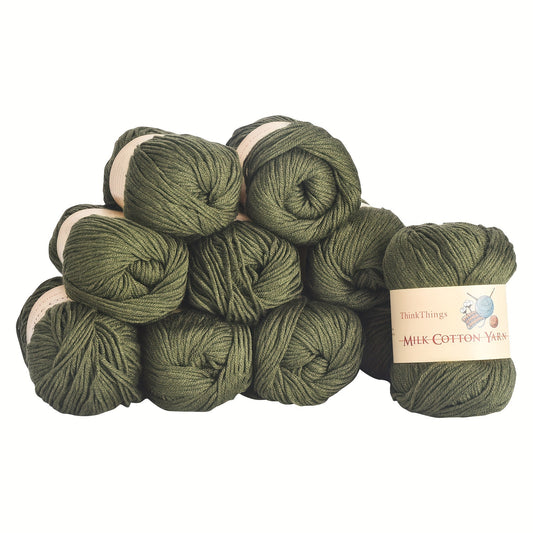 ThinkThings Army Green Acrylic Yarn For Crocheting 10 Balls